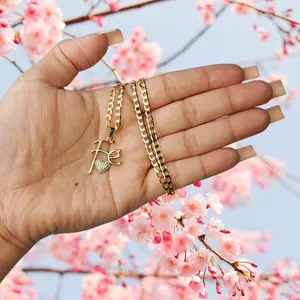 Faith Pendant with Cuban Chain - 18, 20, 22 Inches Gold Plated Necklace for Women Classic Design Elegant FE Letter Pendant