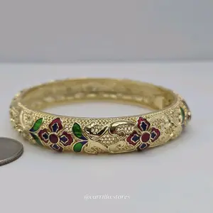 Bangle with flowers fancy design standard sizes gold-plated gold-plated 14k color