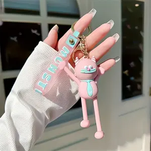 【Quick delivey】 Quirky Monster Pink Keychain Key Ring Backpack Decoration Birthday Gift