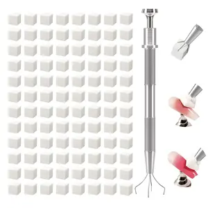 100pcs Soft Sponge Gradient Nail Art Set, Professional Brush & Pick Tool, Odorless Nail Care Kit, DIY Acrylic Nails, Colorful Sponges