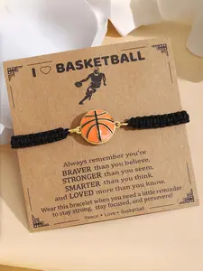Adjustable Handwoven Boy Athlete Bracelet, Sports Theme Gift, Perfect for Basketball, Football, Rugby Lovers, Includes Encouragement Card