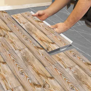 Light Natural Wood Grain Self-Adhesive Floor Stickers, PVC Peel and Stick Floor Tiles, Adhesive Free, Waterproof, Wear-Resistant, Durable PVC Material
