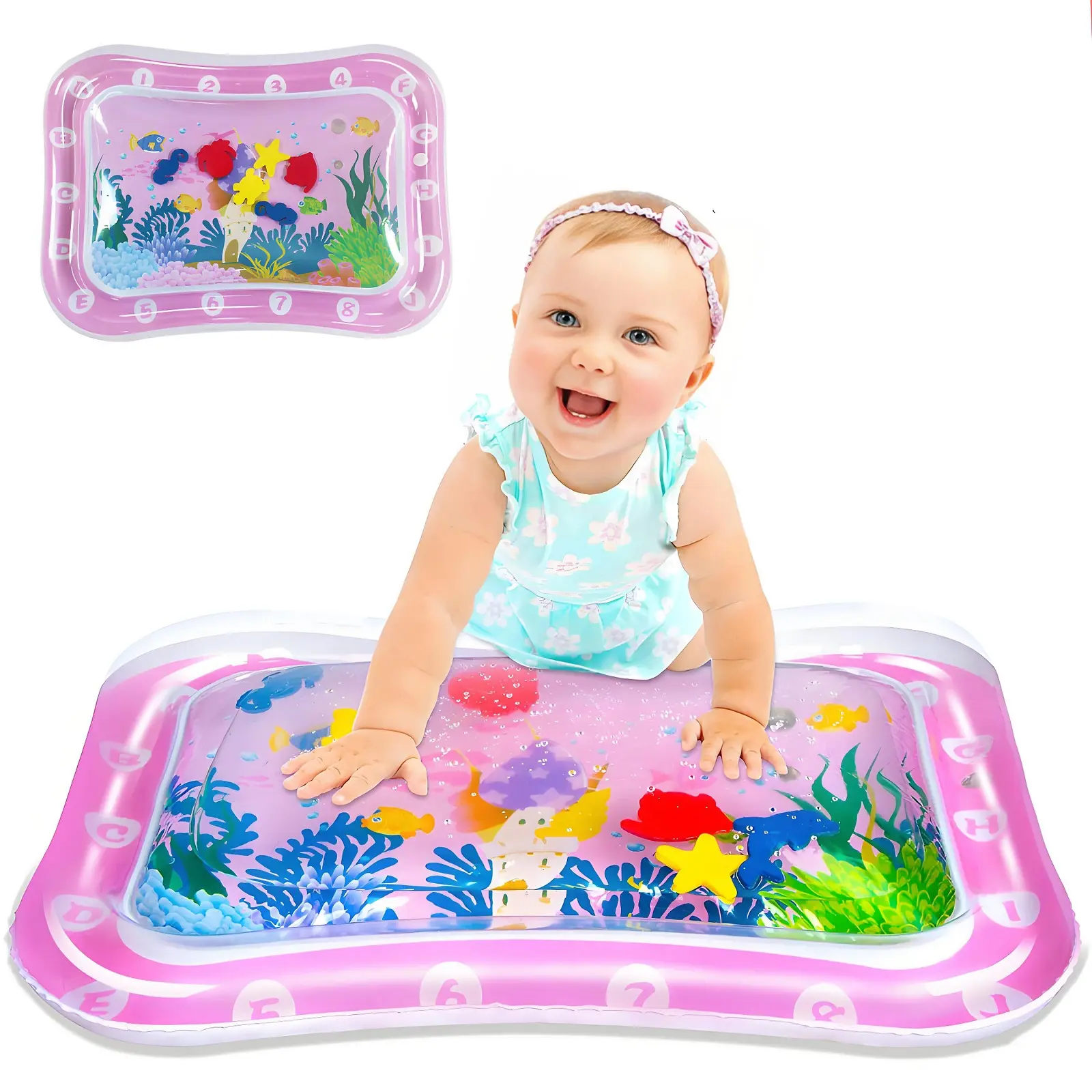 Toddler Gifts Tummy Time Water Mat Inflatable Tummy Time Water Play Mat for Babies, Infants and Toddlers 3 to 12 Months Promote Development Toys Sensory Board Tcg Playmat Padded Play Mat Puzzle Exercise Mat