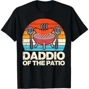 100% Cotton Father'S Day Gift Daddio Of The Patio Sunset Retro Grilling Daddy Dad Papa Men T-Shirt Graphic Graphic Tees Golf Gift T-Shirt For Men And Women