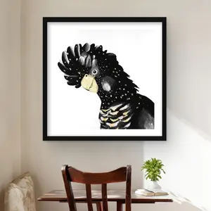 212 MAIN Wood Framed Matted Cockatoo Parrot Nature Artwork - 24x24 in. Animal Print with Artistic Feather Detail, Home Decor, Ideal Gift (Model C1FM2424LZBUD9)
