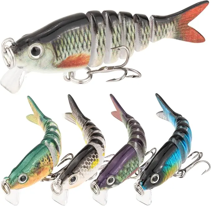 Mini Multi-Jointed Swimbait Fishing Lure - 2.2in/4.8g Slow Sinking Hard Bait with 3D Eyes, Lifelike Swimming Action for Bass, Trout, Freshwater & Saltwater