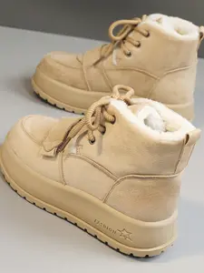 Women's Kt328 Thick Sole Snow Boots Winter New Fleece Lined Warm Anti-Slip Short Boots Comfortable Padded Cotton Shoes Pull On Boots