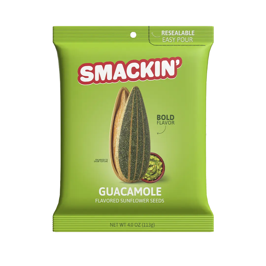 SMACKIN' Sunflower Seeds - GUACAMOLE - 6 Resealable LIMITED EDITION 4 OZ Bags