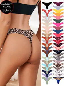 【Best-selling Mystery Box】Randomly packed with 5/7/10 pieces Ladies' Low-rise Underpants - Solid Color, Minimalist, Leopard Print. Soft and stretchy fabric. Unique and stylish. Ladies' Sexy Bikini Lingerie Underwear Set Panties
