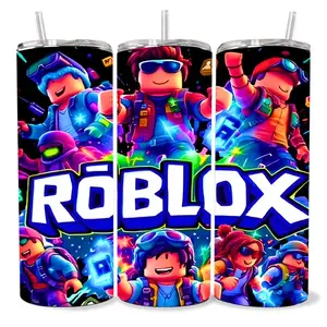Roblox  20  oz Tumbler - BPA Free, Stainless Steel, Leak Proof, Clear Lid, Includes Straw