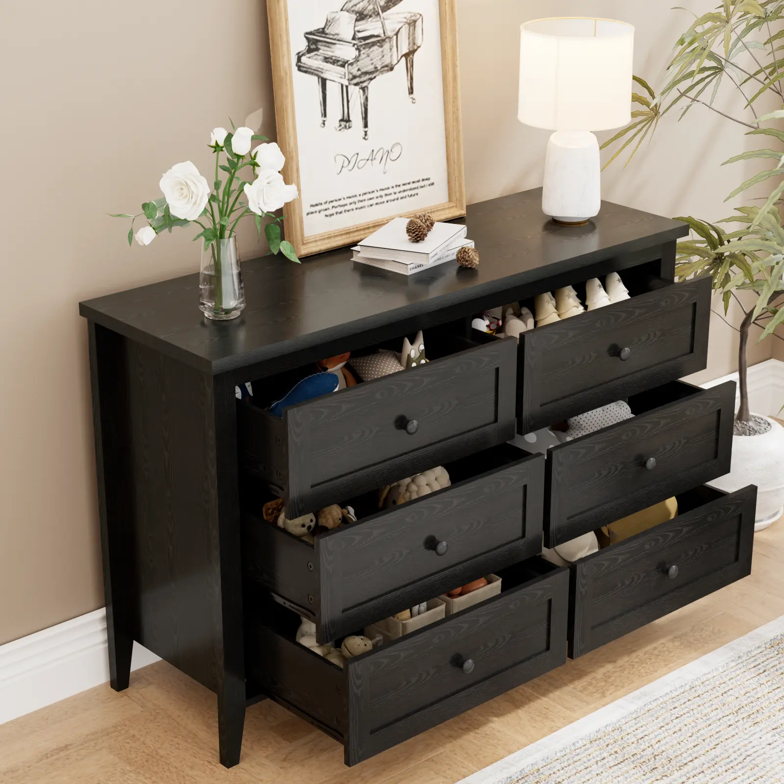 6 Drawer Dresser, Black Wooden Chest of Drawers for Living Room, Bedroom or Entryway - TikTok Shop 6 Drawer Dresser, Black Wooden Chest of Drawers for Living Room, Bedroom or Entryway - TikTok Shop