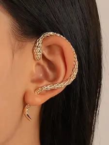 Snake Design Ear Cuff, Punk Style Vintage Exaggerated Earrings, Fashion Jewelry Accessories for Women & Girls, Trendy All-match & Exquisite Jewelry for Birthday Gift, Earcuff, Statement Earrings