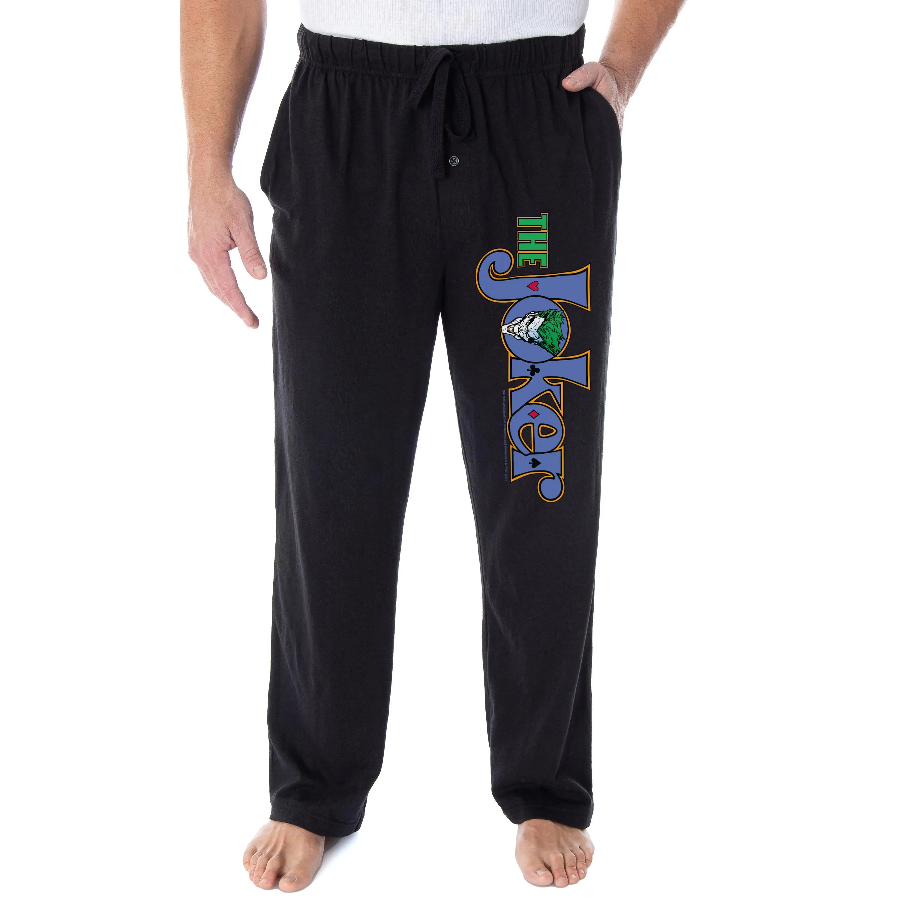 DC Comics Men's The Joker Script Logo Classic Villain Adult Sleepwear Lounge Pajama Pants