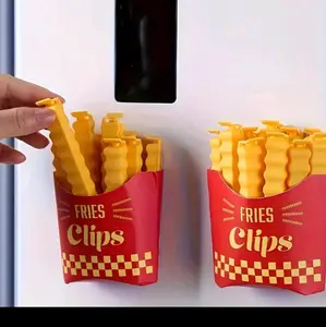 Cute French-Fries-Shaped Bag Clips - Set of 12 to Seal Opened Food Packages - Kitchen, Utensils