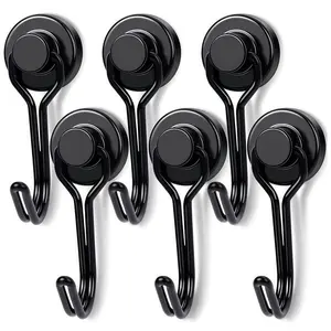 Magnetic Hooks Set, Strong Magnetic Hangers for Refrigerator Side, Door Back Wall Mounts, Traceless Adhesive Hook Clips for Home Use