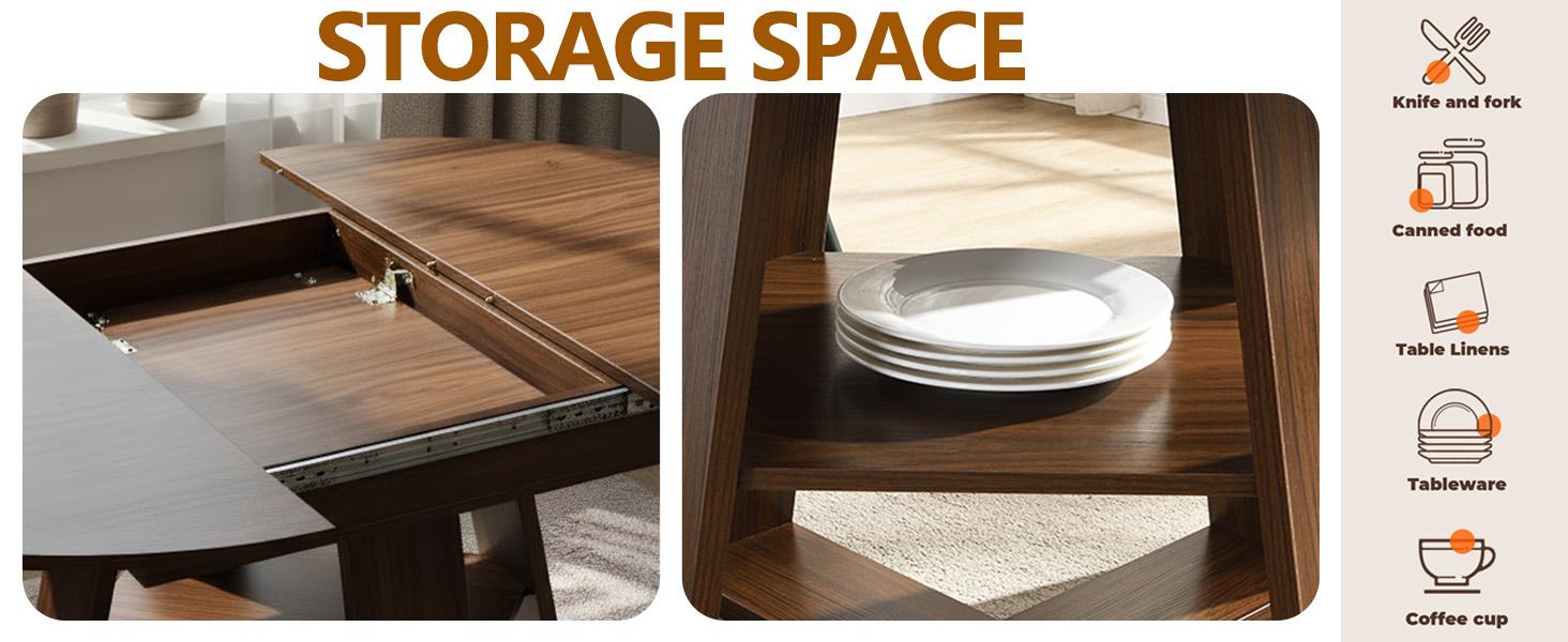 YunKiTech 43.3"–59" Inch Kitchen Dining Table for 4-6,Wood Kitchen Dinning Table for Dining Room Kitchen Living Room,Modern Rustic Style Large Round Table expandable