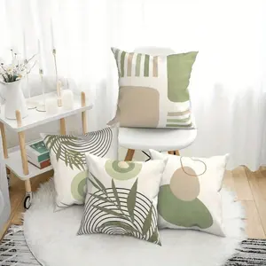 4 Pack Geometric Pattern Polyester Pillow Covers 17.7x17.7 Inches Soft Comfortable and Machine Washable for Living Room Bedroom Sofa Bed No Insert