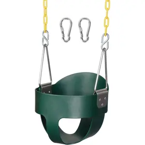 Toddler Swing - High Back Full Bucket Seat for Ages 1-3, 330lb Capacity, Baby Infant Swing Outdoor with Safety Design, Plastic-Coated Chains, Carabiners for Backyard, Playground, Garden