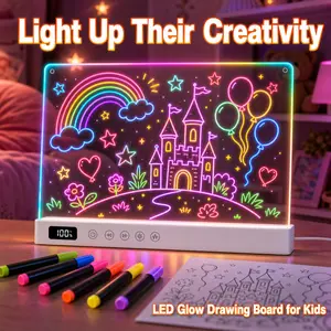 【US】Lumiboard LED Glow Drawing Board with 13 Light Effects, Reusable Acrylic Dry Erase Board with Glow Markers, Cool Gifts for Kids Birthday