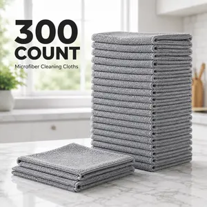 Microfiber Cleaning Cloths, Soft Absorbent Quick-Drying Reusable Washable Lint-Free No-Scratch Rags (300 Count, 9.8"×9.8") for Kitchen, Window, Car
