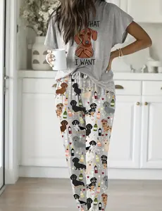 Dachshund Wine Casual Pajama Set For Women
