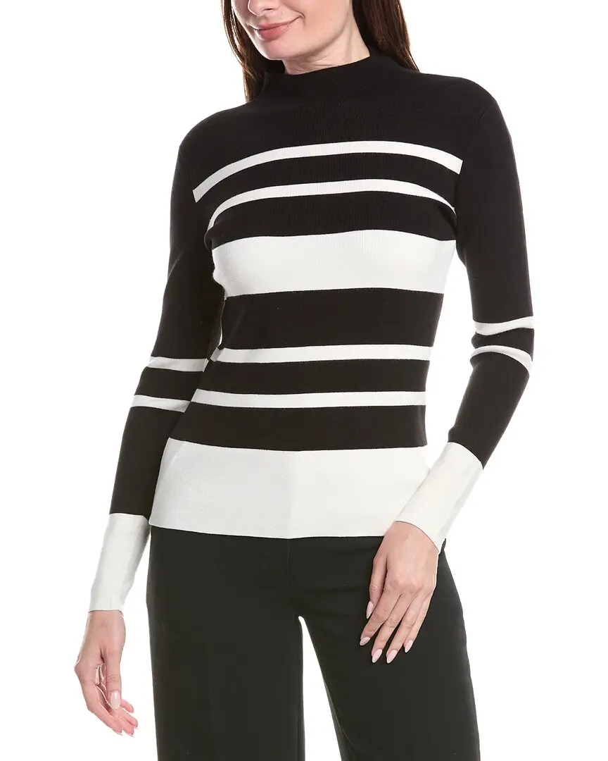 Elie Tahari Mock Neck Stripe Sweater