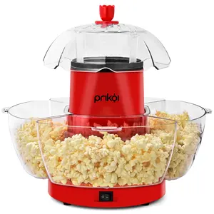 SUSTEAS Healthy Hot Air Popcorn Maker: Includes 4 BPA-free bowls for oil-free, fast snacking. Effortless cleanup, perfect for family movie nights.