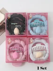 5 Pcs Girls Sponge Spa Headband Wristbands With Large Flower Hair Claw Clip Gift Set Hair Stuff Hair Accessories Set With Delicate Box For Party Gifts And Daily Use