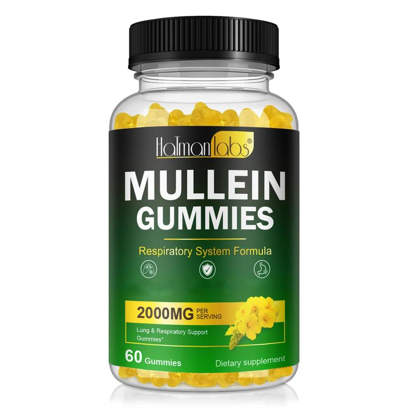 Hatmanlabs Mullein Gummies for Lungs, 2000MG Per Serving, with Mullein Extract for Lungs, Breathe Easier - 60 Gummies
