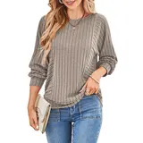 Dokotoo Womens Soft Long Sleeve Crewneck Shirts Fall Casual Loose Fit Knit Tops Blouses