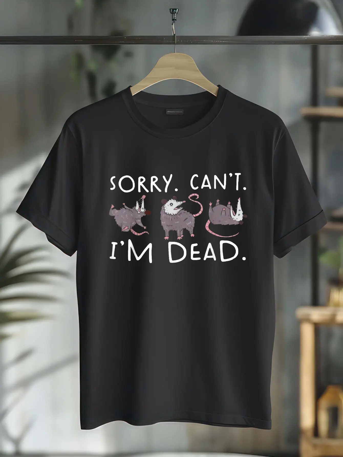 100% Cotton Sorry Can't Possum Dead Funny Opossum Fake Death Trash Meme T-Shirt
