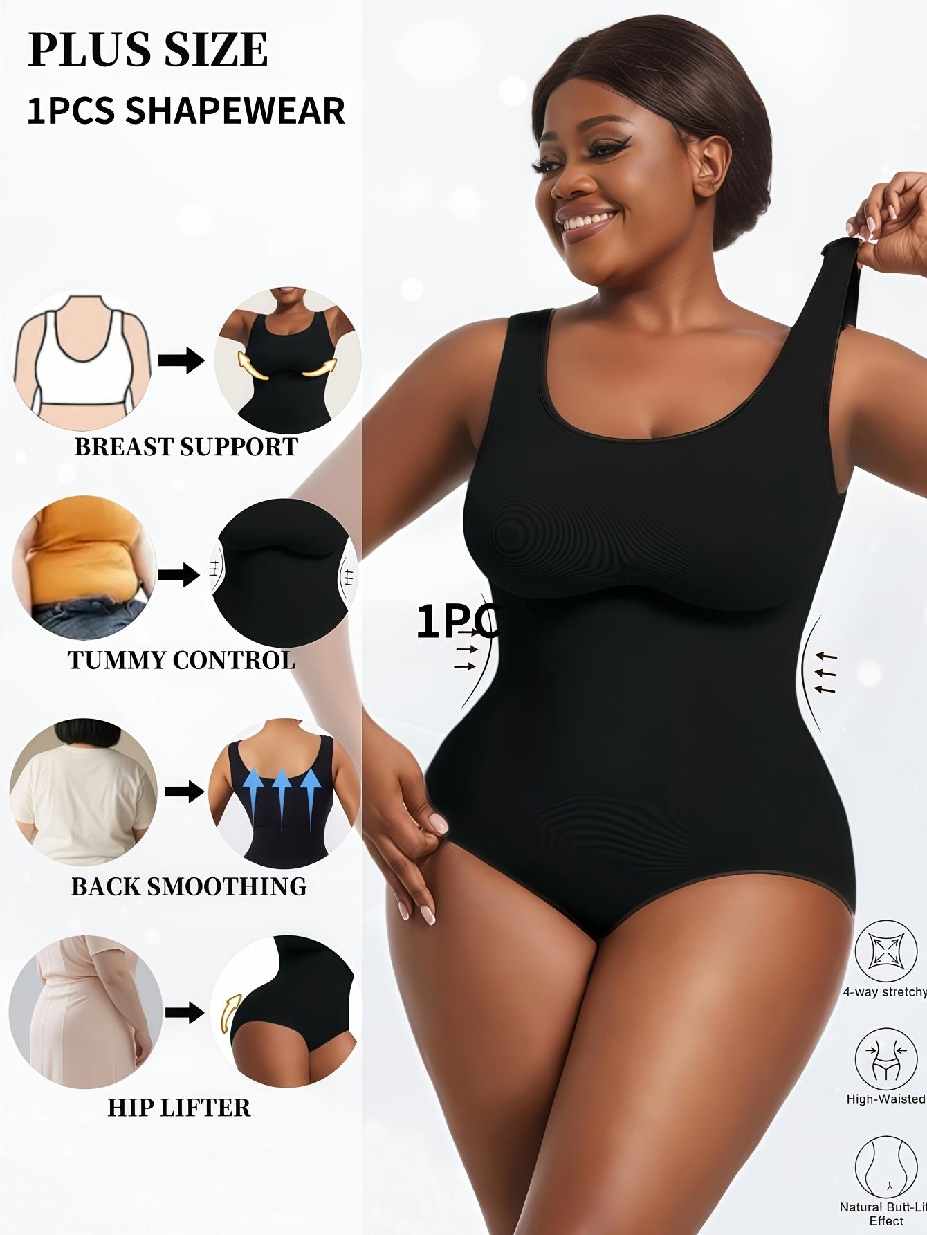 1pc of Plus-Size Women'S Seamless Bodysuit for Tummy Control And Lifting, Suitable for Year-Round Wear, Stylish And Versatile, Fully Covering The Hips