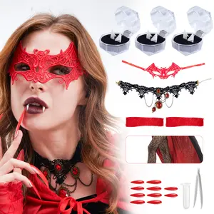 Phestival Vampire Teeth for Adults - [18 in 1 Pack] Multi-Size Resin Vampire Fangs Set with Premium Accessories for Halloween and Cosplay
