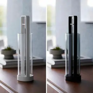 Modern Incense Burner with Glass Ash Catcher, Upside Down Stick Incense Holder for Home Decor, Minimalist Incense Holder for Yoga Meditation (Black/White)