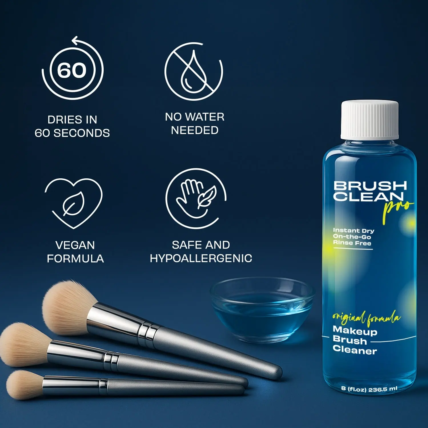 The Original Makeup Brush Cleaner, 8 oz - Flawless Bristle Cleaning, Easy Wipe Maintenance Tool for Beauty & Personal Care, Cleansing, Cosmetic, 8 Fl Oz
