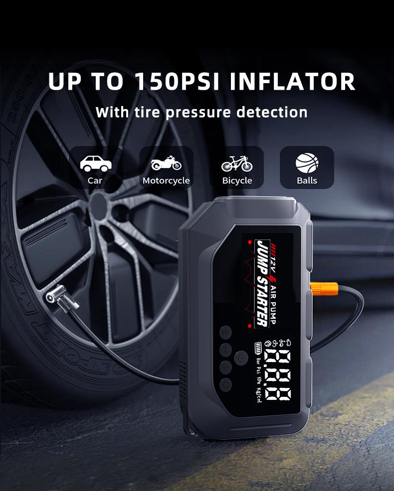 12V Portable Car Jump Starter 2000A Peak Emergency Battery Booster, Multifunction Power Bank with LED Light & Safe Protection, Universal Vehicle Jump Box for Roadside Assistance, Outdoor Camping and Daily Emergencies
