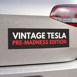 Vintage Tesla Car Magnet Or Bumper Sticker, Anti Elon Musk MAGA, Funny Auto Vehicle Decal, Progressive Liberal Feminist, Political Gag Gift