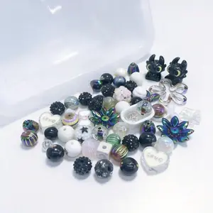 DIY Bead Material Kit  Dark Sweet Cool Style Hole Beads Makes Phone Chain Bracelet Perfect for Craft Lovers