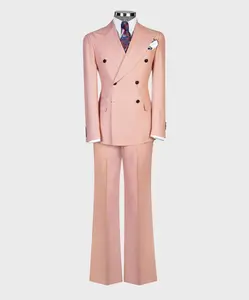 Soft Pink Double Breasted Suit w/ Flared Leg Menswear