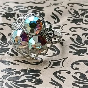 19 mm Ring with Crystal Gems - Cute Sparkly Everyday Ring for Women, No Silver or Diamonds Included