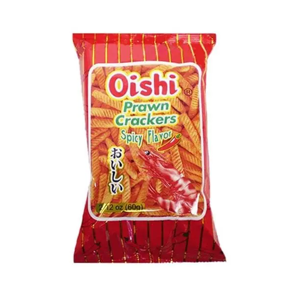 OISHI Spicy Shrimp Crackers 60g - Crispy Childhood Snack, Authentic Asian Flavor