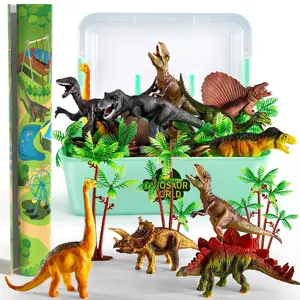 Dinosaur Toys, Realistic Dinosaurs Figures with Play Mat & Trees to Create a Dino World Includes T-rex, Triceratops, Velociraptor