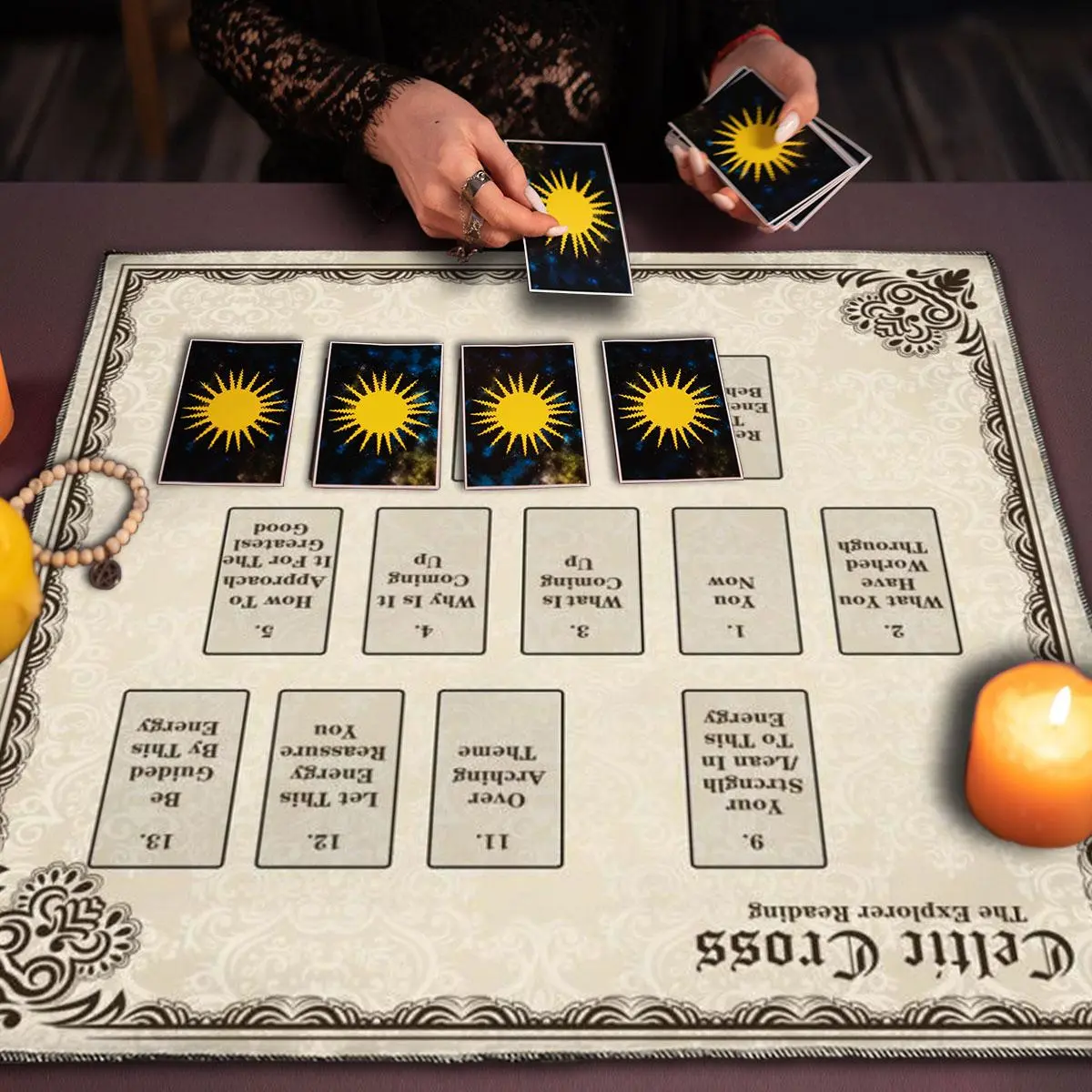 Tarot Card Tablecloth, 1 Count Creative Tablecloth for Tarot Card Divination, Decorative Altar Cloth, Astrological Ritual Cloth, Card Game Cushion