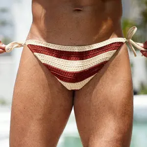 HYPESTFIT Men's Contrast Color Side-Tie Knitted Briefs, Men's Swimming Swimwear Underwear