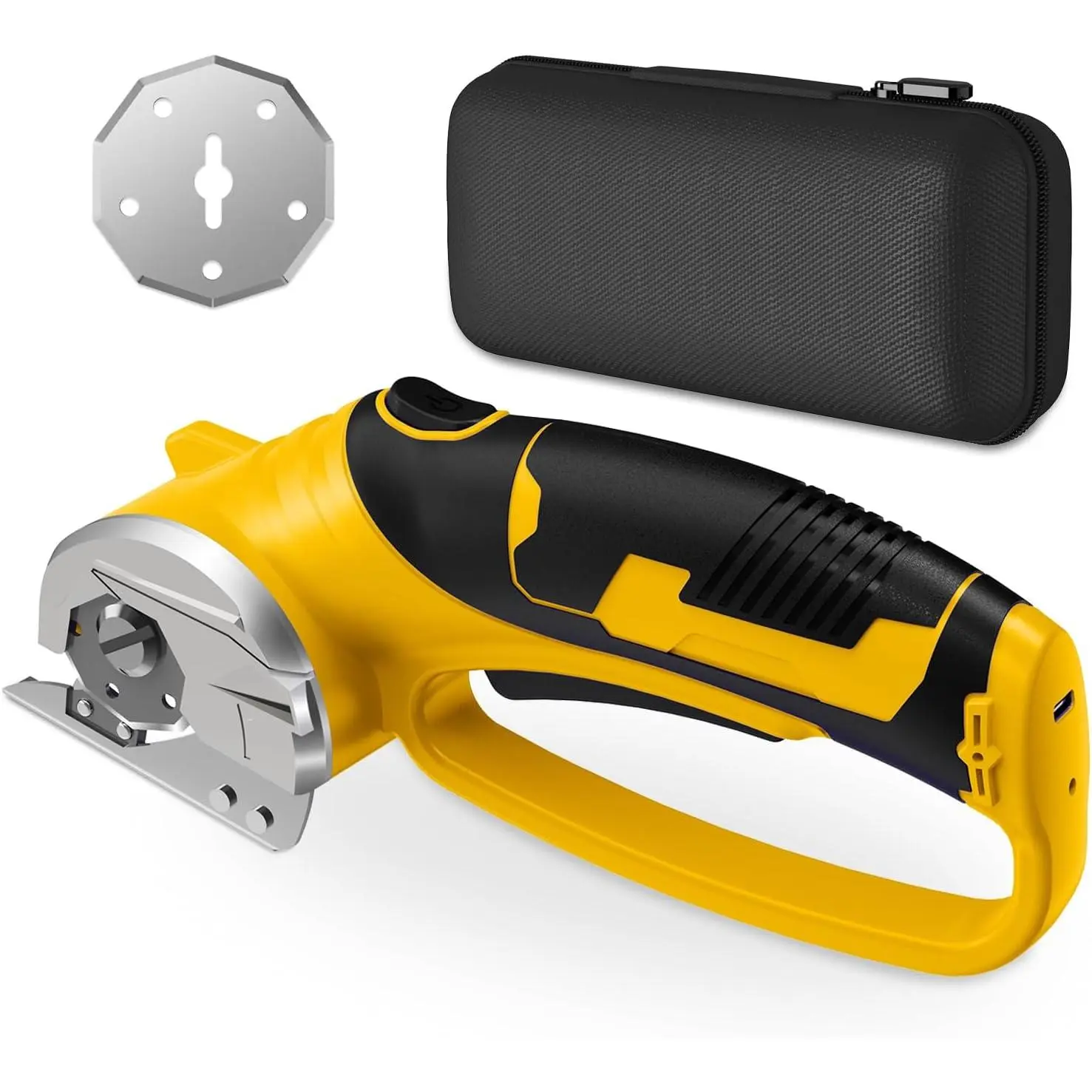 Scissors, 4V with LED Light & Safety for Cardboard,,, Carpet,, Crafting, Sewing, DIY & Industrial Use + Box (Yellow)