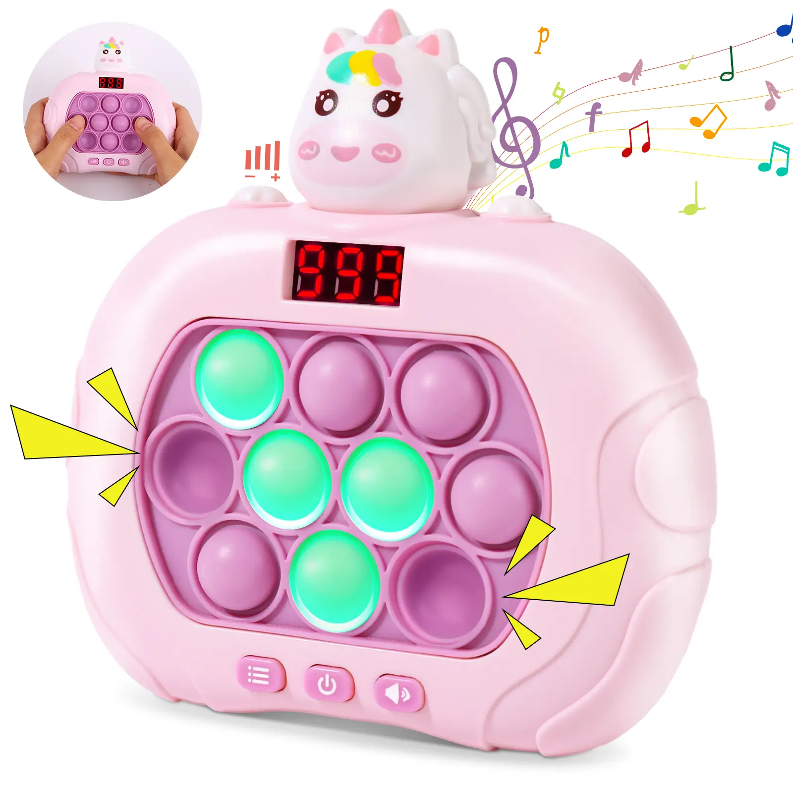 Quick Push Pop Game, 999+ Levels Light Up Pop Handheld Game Fidget Toy with 6 Modes with Level Score Display, Christmas Gift,Birthday Gifts for Kids G