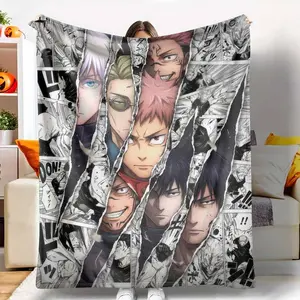 Anime Comic Panel Flannel Blanket Torn Manga Art Pattern Soft Cozy Warm Lightweight for Bedroom Living Room Office Gift Decor