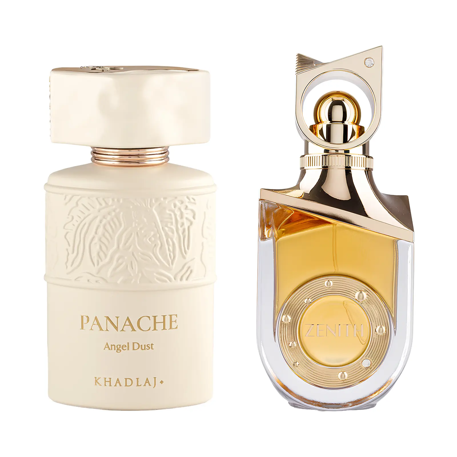 Velvet-Whipped Vanilla Angel 2 Piece Bundle for Unisex (3.4 Ounce, Riiffs Zenith Extrait de Parfum Spray + 3.4 Ounce, Khadlaj Panache Angel Dust Extrait de Parfum Spray)