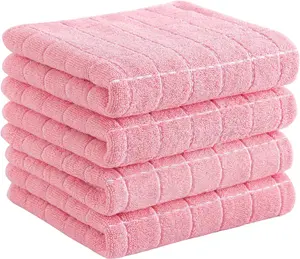 pink kitchen stuff, pink 100% Cotton Terry Kitchen Towels(Pink, 13 x 28 inches), Checkered Designed, Soft and Super Absorbent Dish Towels, 4 Pack Cleaning