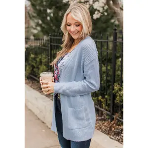 Take Me Places Knit Cardigan- Baby Blue